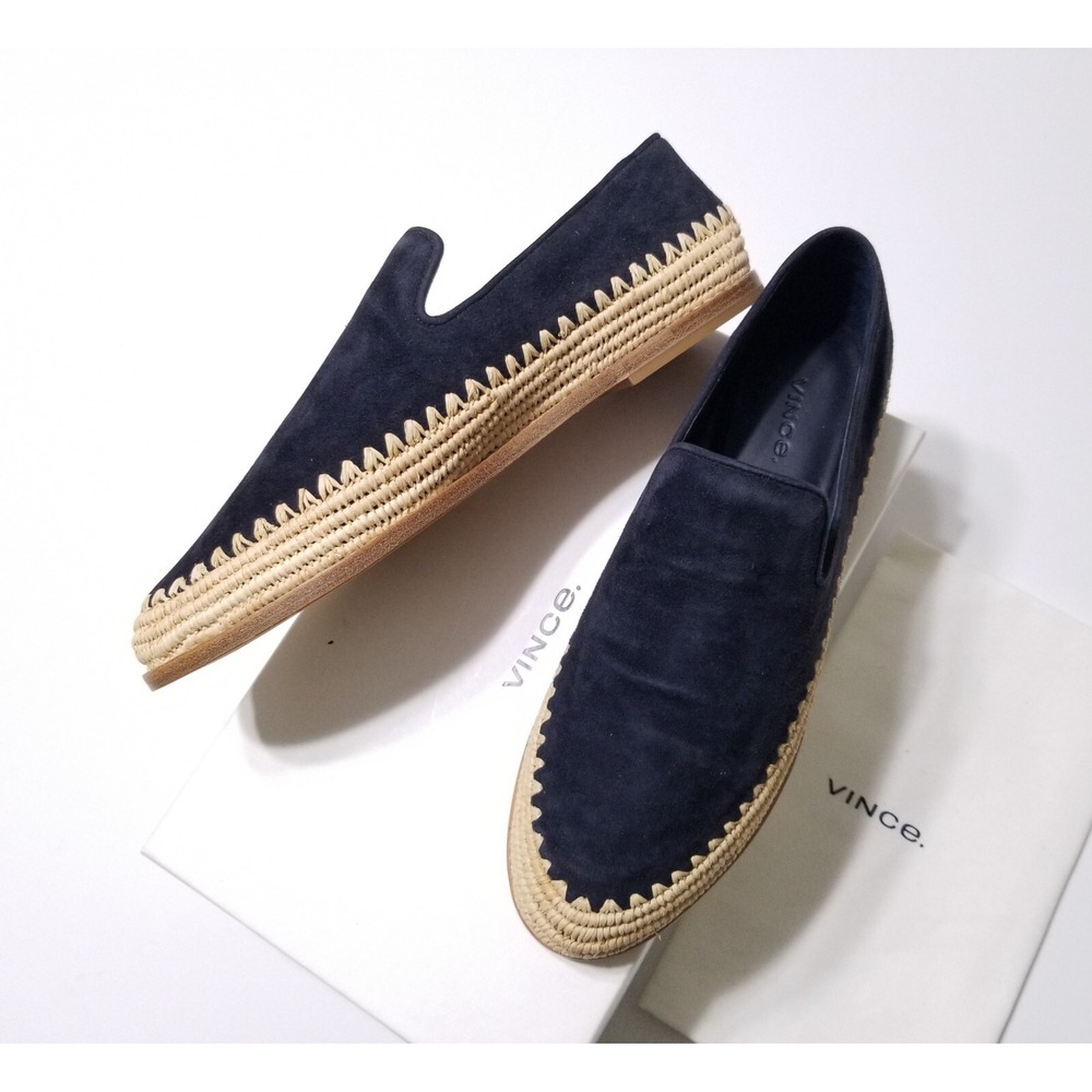 NIB Vince Jalen Suede Leather Espadrille‎ Flat Loafer Coastal Navy Size 9 $295